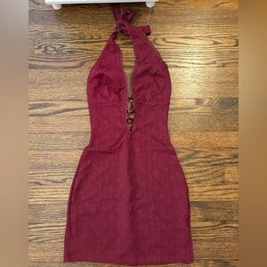 Burgundy Halter Dress